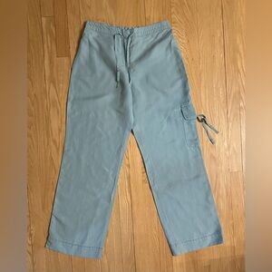 J.Jill Linen Blend Light Aqua Cargo Pants, Women’s Size Small